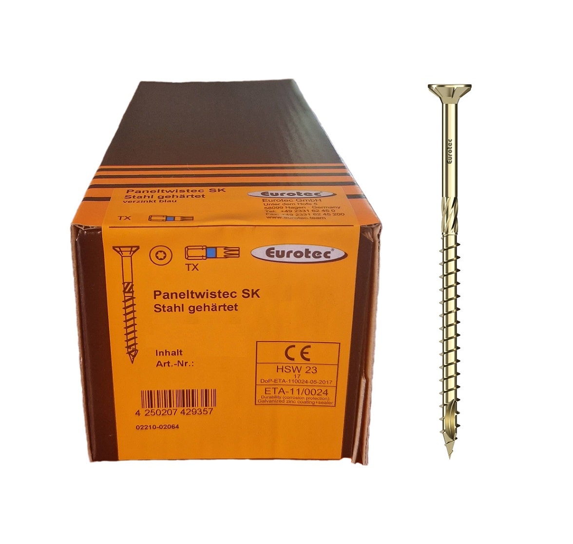 Eurotec Paneltwistec - süvistatava peaga puidukruvid, tsingitud (4 x 30-80 mm)