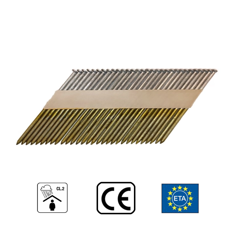 Construction Nails in Strip 2.8x50 mm; 34°; 12 µm Galvanized; Ring Shank (3000 pcs)