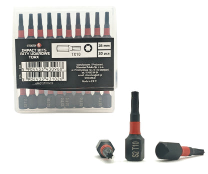 4PRO magnetic impact bits TORX 25 mm, 20 pcs.