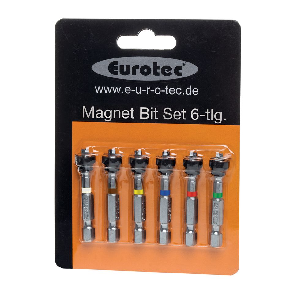 Eurotec Magnetic Screwdriver Bits 50 mm – 6 pcs (TX 10/15/20/25/30/40)