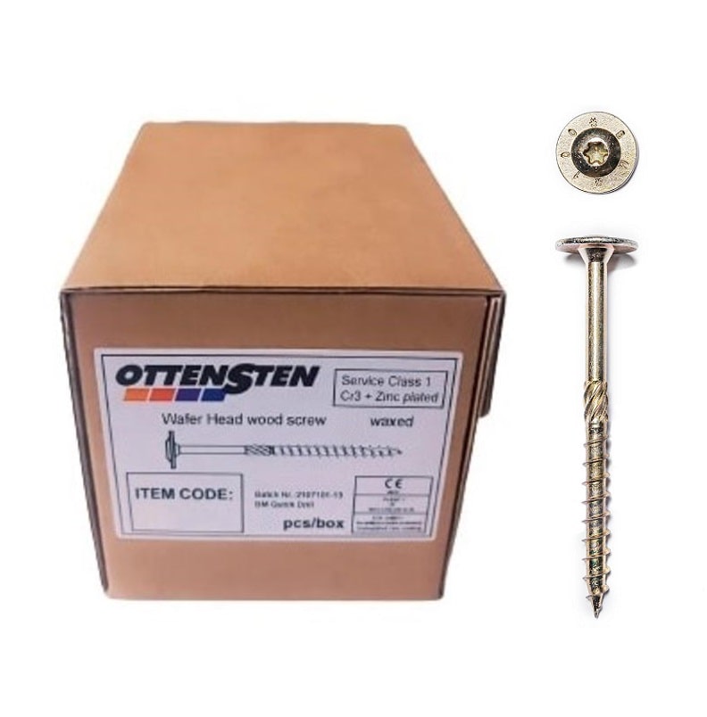 Wood Screws 6 X 120mm (Galvanized CR3+Zn, WAXED, Countersunk Head, TORX 30, 4PRO)